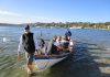 John Longley out early on the Swan River with his skiff crew