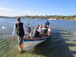John Longley out early on the Swan River with his skiff crew