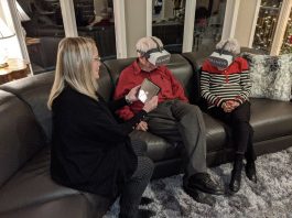 Older couple experiencing virtual reality