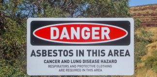 Danger Asbestos in this area sign