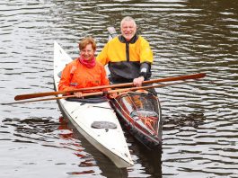 Jenni Harrison and Les Allen in their kayaks