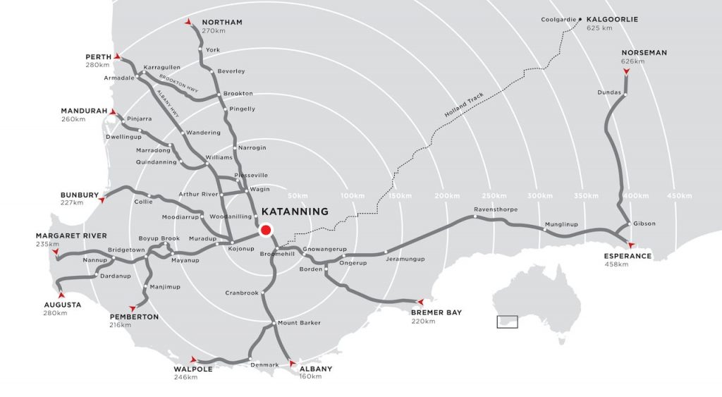 Katanning regional map outlines some of the day tours.