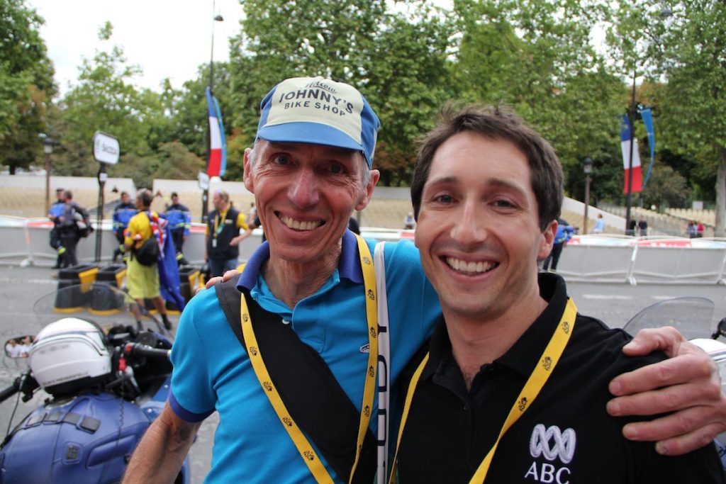 Mark Bennett and his son James at the Tour De France, 2011