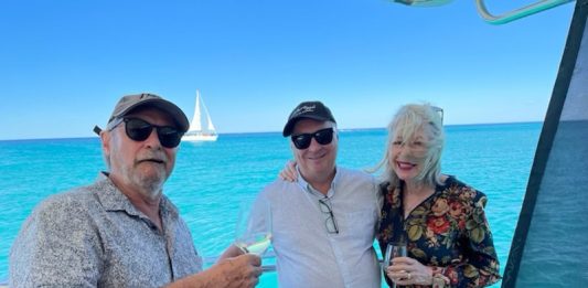 Gail Williams (right) enjoying the delights of Geographe Bay