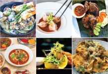 Clockwise from left; Finlay Kalbarri's Cockles - Miss Chow's salmon dumplings in laksa broth - Monggo's Lombok-style grilled Lilydale chicken and sambal - The Shoe Bar's slow-roasted lamb shoulder with pappardelle - The Charthouse Cafe's pan-fried Cone Bay barramundi and Topi's goat uppukari curry