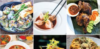 Clockwise from left; Finlay Kalbarri's Cockles - Miss Chow's salmon dumplings in laksa broth - Monggo's Lombok-style grilled Lilydale chicken and sambal - The Shoe Bar's slow-roasted lamb shoulder with pappardelle - The Charthouse Cafe's pan-fried Cone Bay barramundi and Topi's goat uppukari curry
